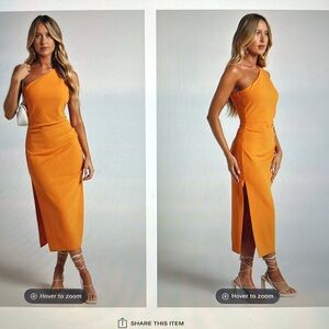 NWT Showpo Monette midi dress one shoulder straight dress in orange